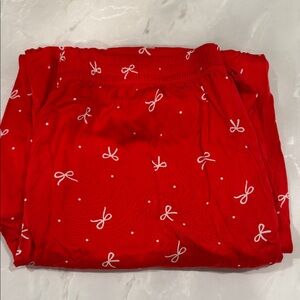 AERIE SATIN RED PJS BOW PRINT SIZE M